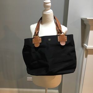 Kate Spade black nylon tote with leather straps